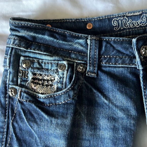 MISS ME • Dark Wash Bermuda Jeans Shorts Size 27 - Picture 12 of 12